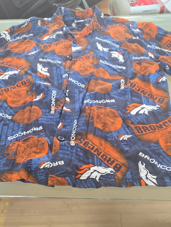 Team Apparel Other - Team Apparel Denver Broncos Navy Blue and Orange Button-Down Shirt